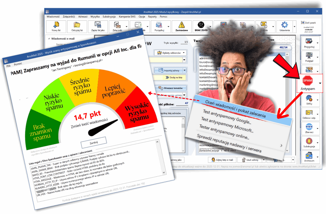 Negatywna ocena wiadomości e-mail