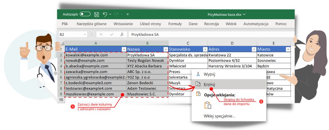 Szybki import kontaktów z Microsoft Excel