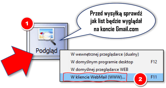 Podgląd w kliencie webmail​