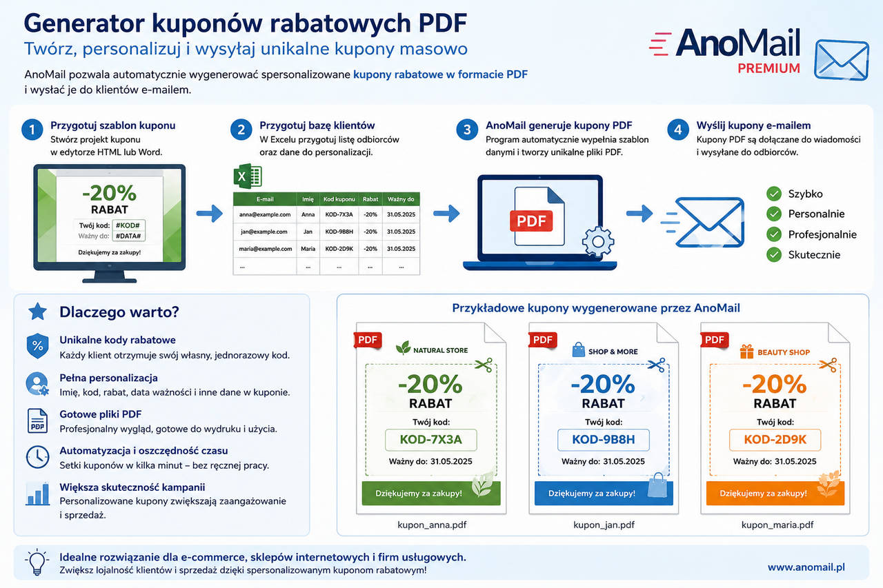 Generator kuponów rabatowych do newsletterów w AnoMail