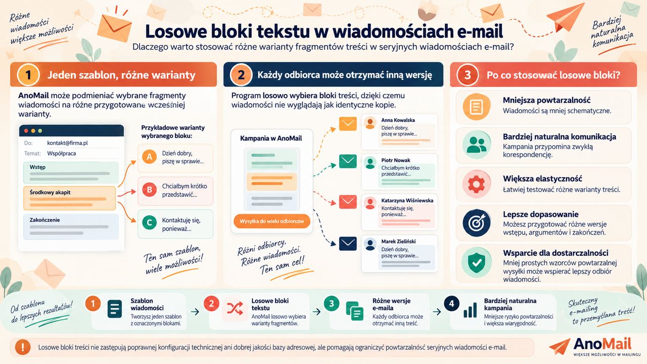 Infografika: Po co stosować losowe bloki tekstów w masowym mailingu?