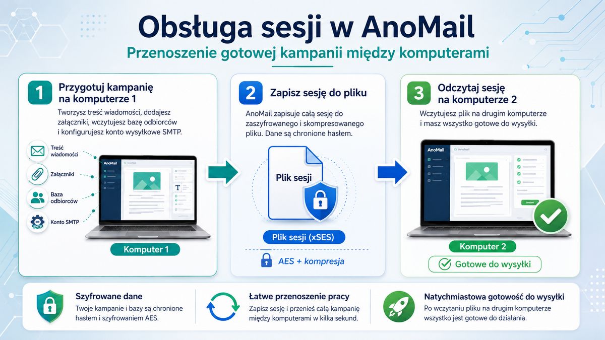 Infografika: Jak korzystać z plików sesji w programie AnoMail