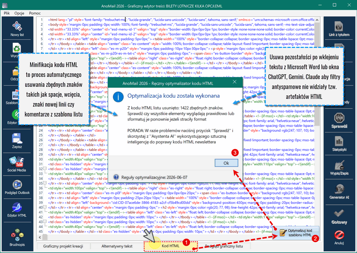 Zmniejszenie kodu HTML newslettera