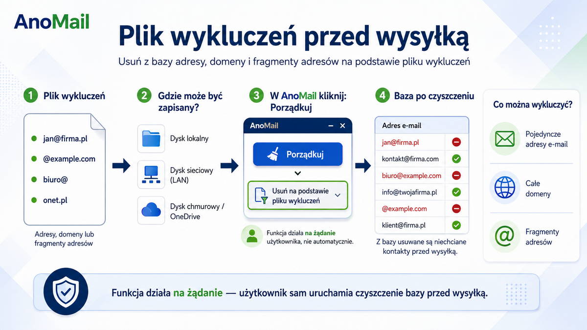 Użyj pliku wykluczeń z wysyłki aby nie wysyłać na dane adresy