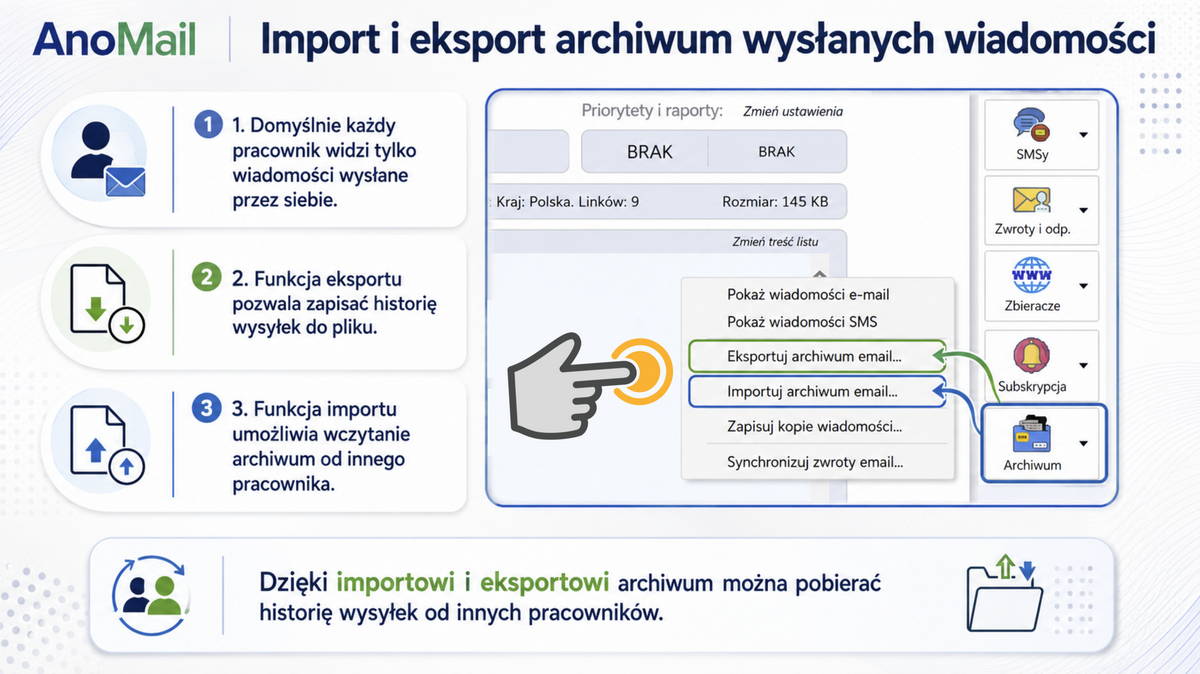 Import i eksport Archiwum wysyłki