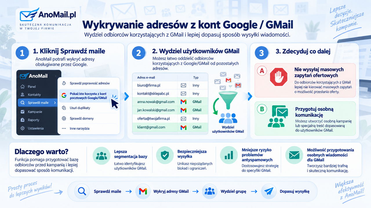 Infografika: Po co wydzielać odbiorców korzystających z serwerów Google/GMail
