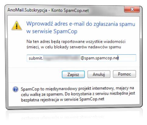 Raportowanie spamu do SpamCop