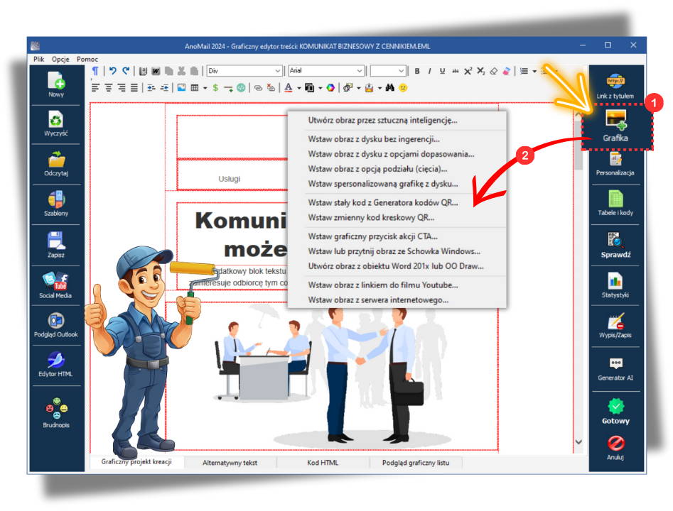 Dodawanie grafiki do wiadomości email