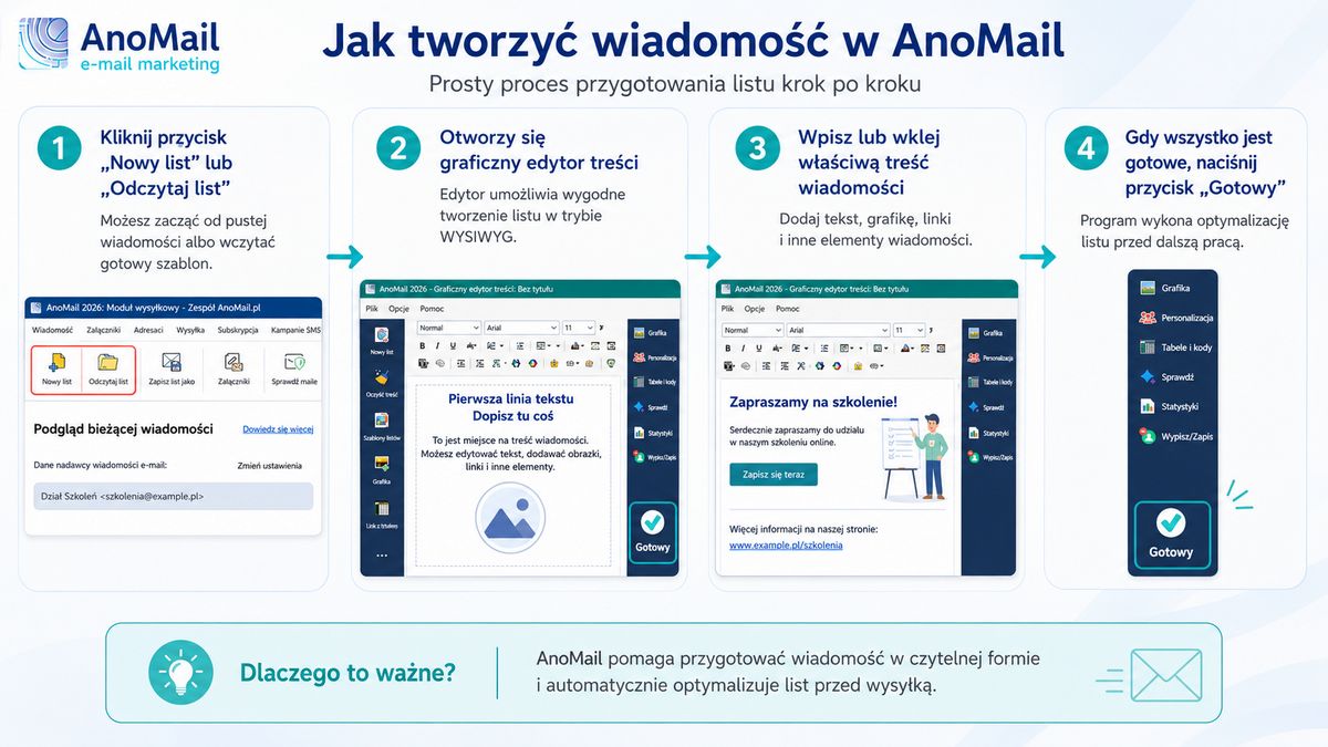 Infografika: Jak utworzyć wiadomości graficzną w AnoMail