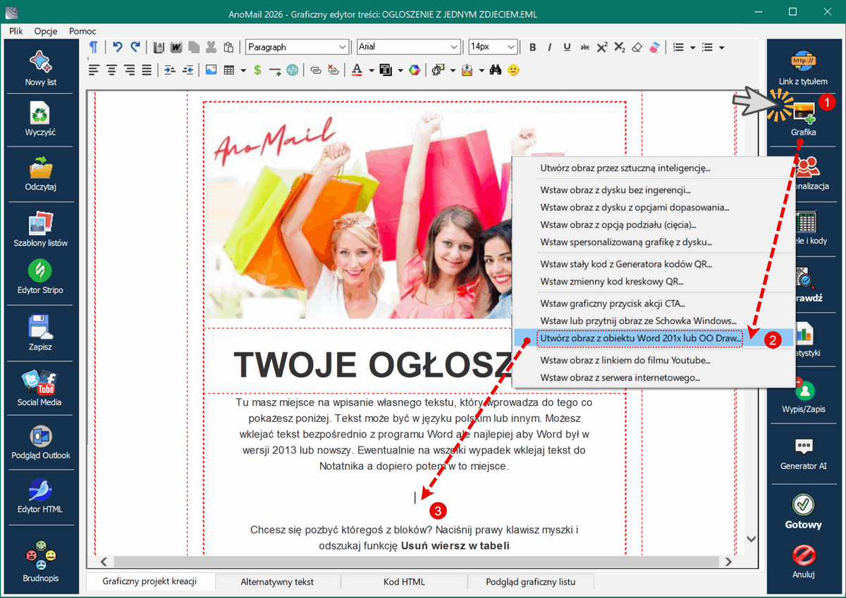 Wstawianie banera na podstawie grafiki z Word