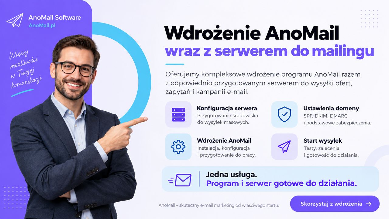 Wdrożenie AnoMail - Hosting Niebieski.net