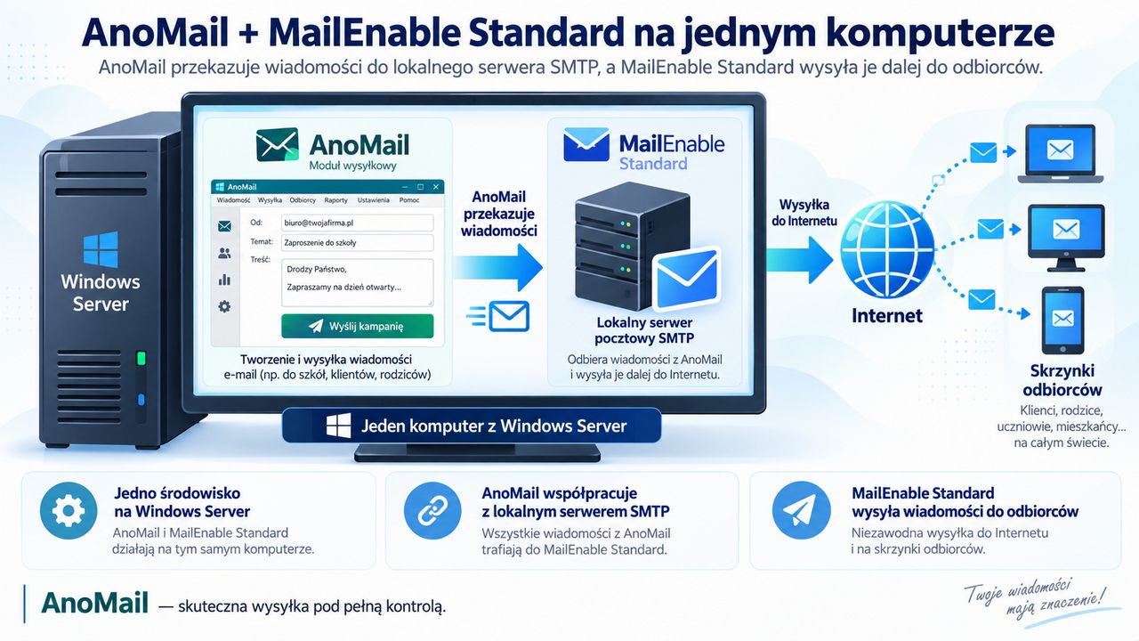 AnoMail wysyłka z serwera lokalnego