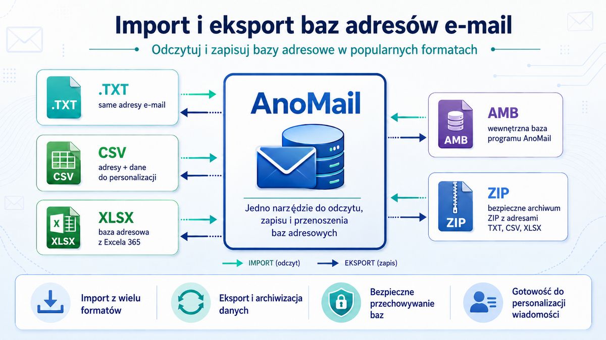 Jaki importować adresy e-mail do programu AnoMail?