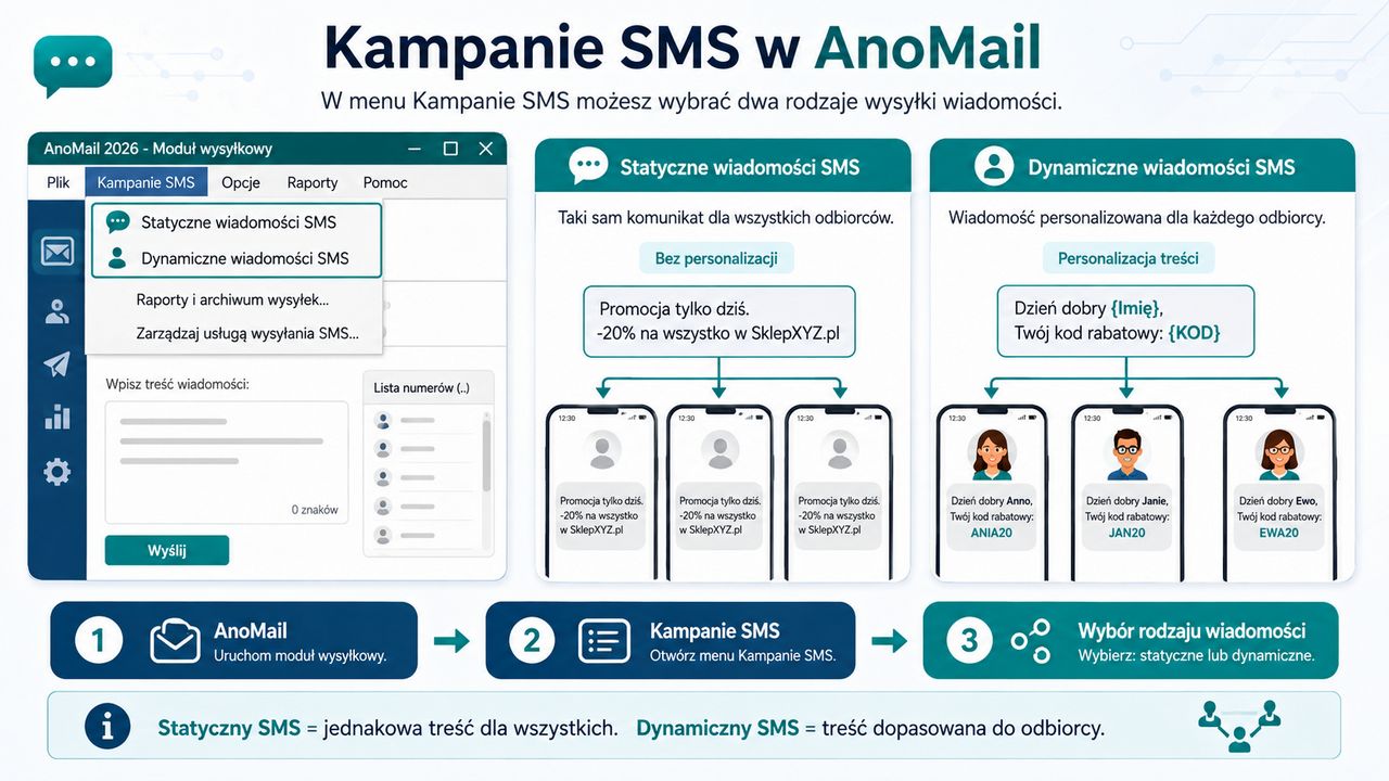 Infografika: Jaka jest różnica między statycznymi i dynamicznymi wiadomościami SMS?