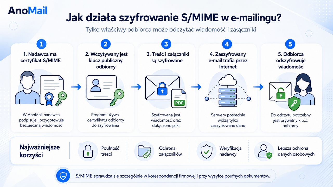 Infografika: Jak działa szyfrowanie wiadomości S/MIME?
