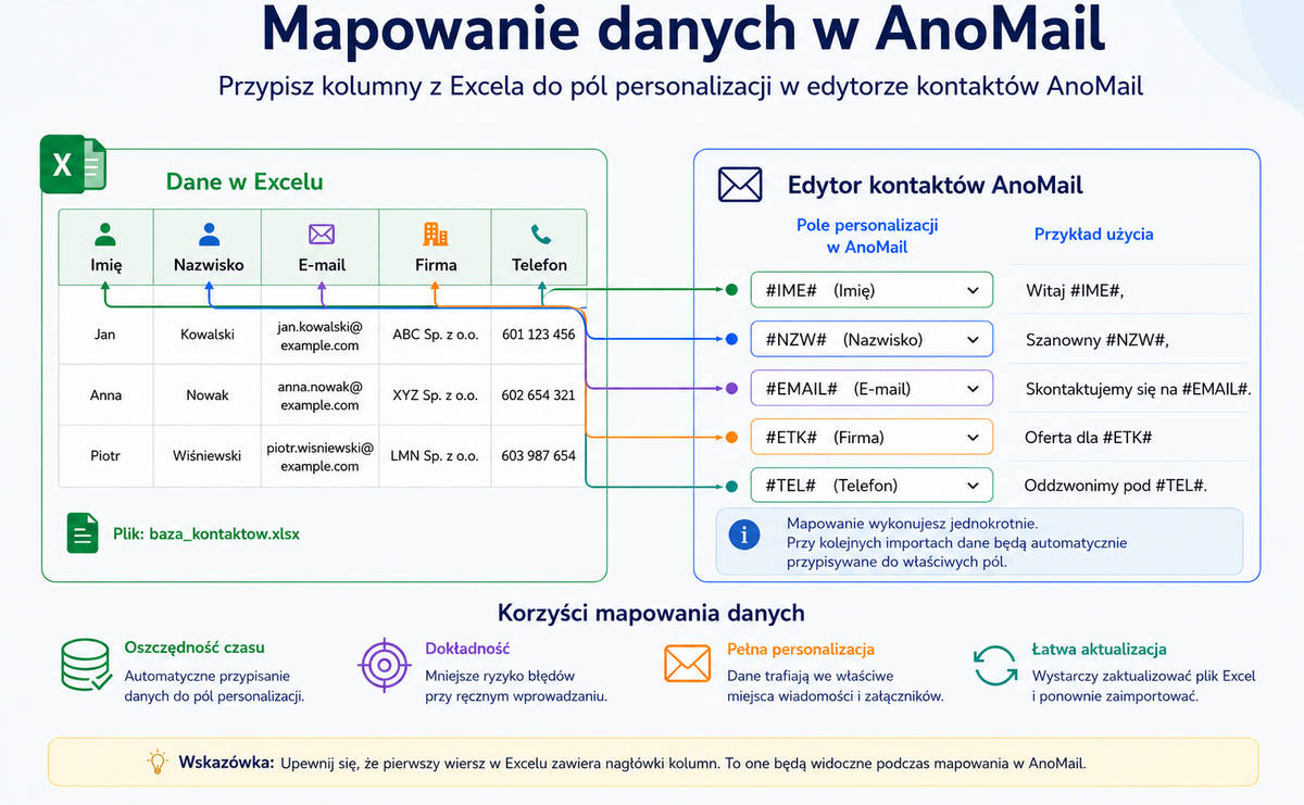 Mapowanie danych z Excela