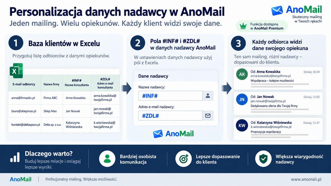 Infografika: Personalizacja danych nadawcy newslettera
