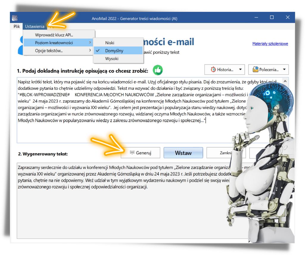 Sztuczna inteligencja w email marketingu pisze zakończenie maila