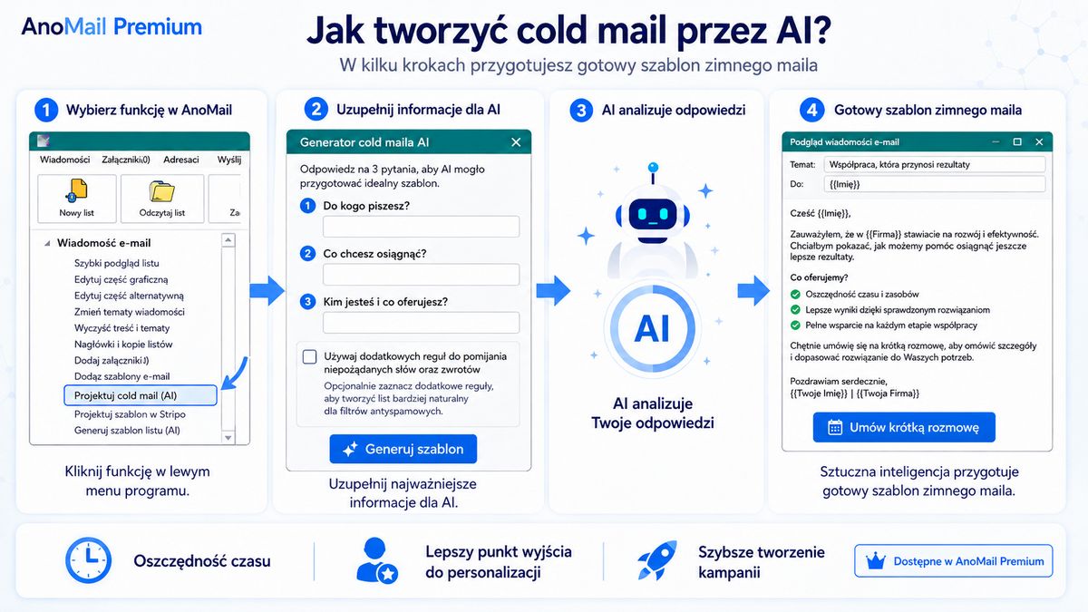 Infografika: Jak tworzyć dobrej jakości zimnie maile przy użyciu sztucznej inteligencji