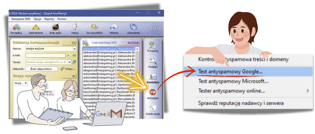 Tester antyspamowy GMail