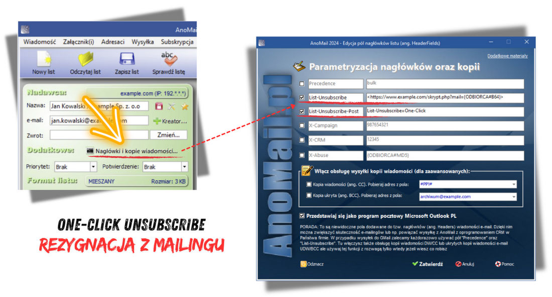 Nagłówek One-Click Unsubscribe w mailu