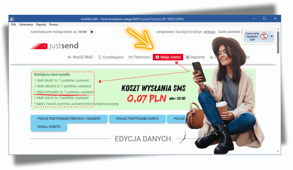 Stała stawka za SMS (JustSend)