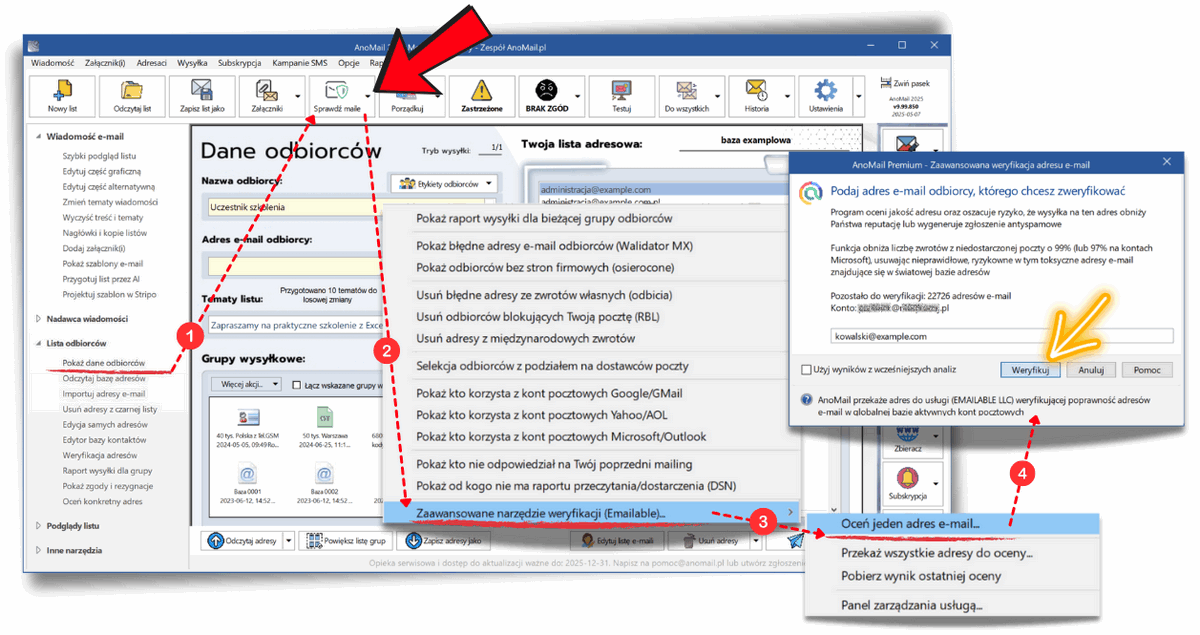 Sprawdzanie adresu email (Emailable)