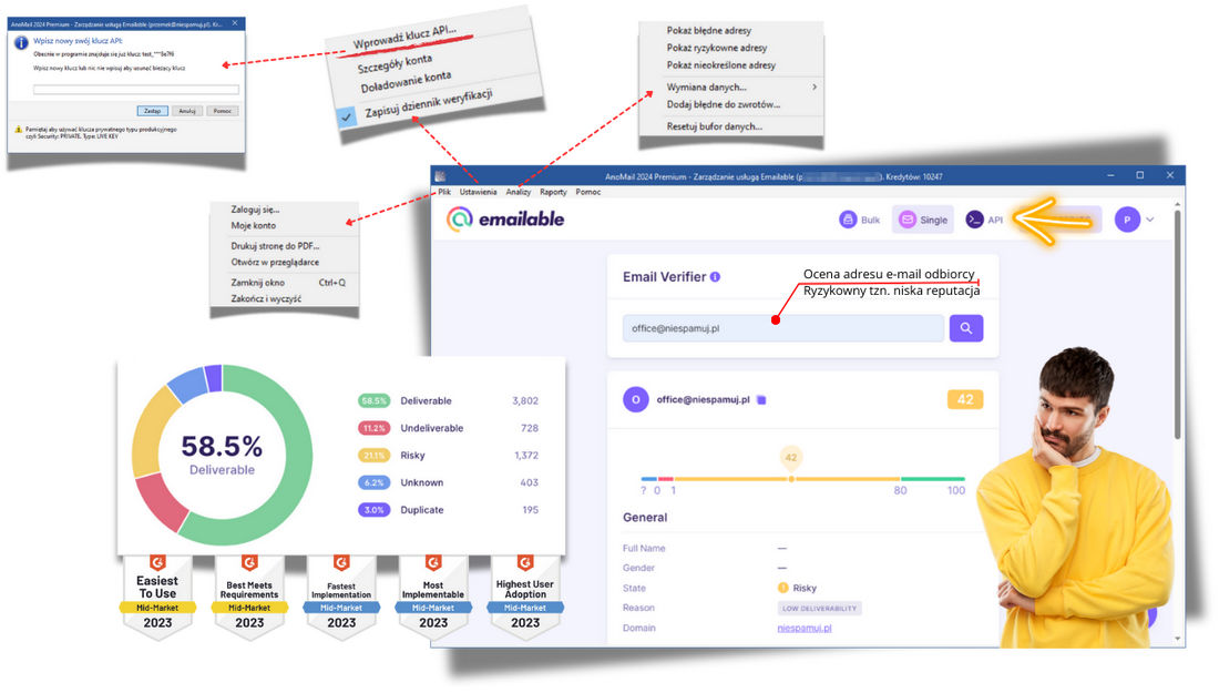 Panel zarządzania usługą Emailable