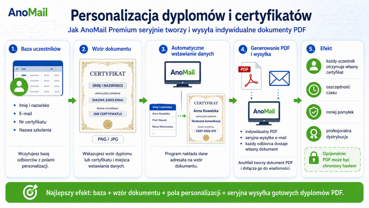 Jak personalizować dyplomy i certyfikaty wysyłane poprzez e-mail