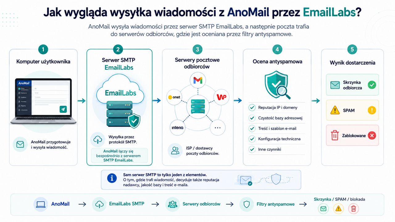 Schemat wysyłki poprzez serwer EMailLabs