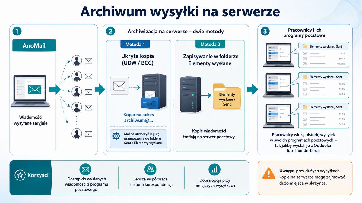 Infografika: Jak utworzyć archiwum wysłanych wiadomości na serwerze poczty