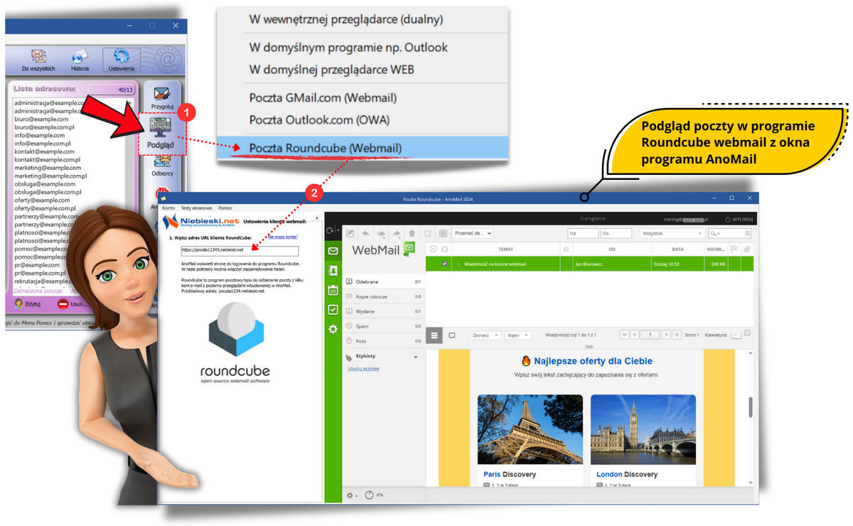 Podgląd poczty w Roundcube webmail