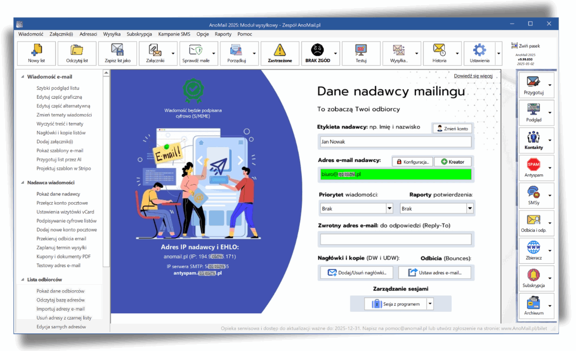 Dane nadawcy w AnoMail 2025