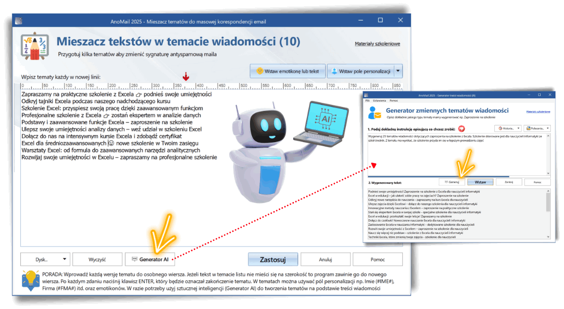 Mieszacz tematów do zmiany tematu listu