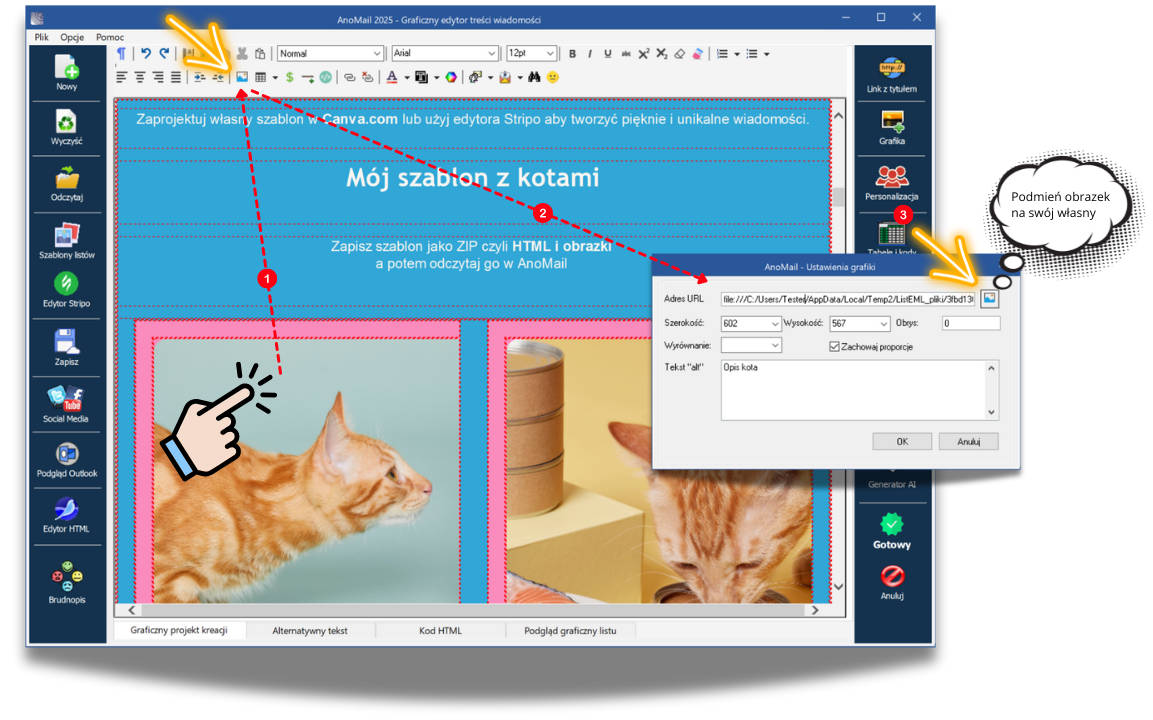 Szablon Canva i dużymi obrazkami