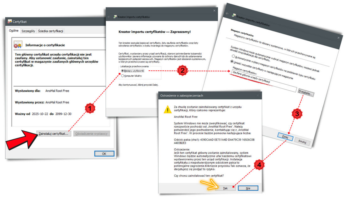 Instalacja certyfikatu CA Root w Windows