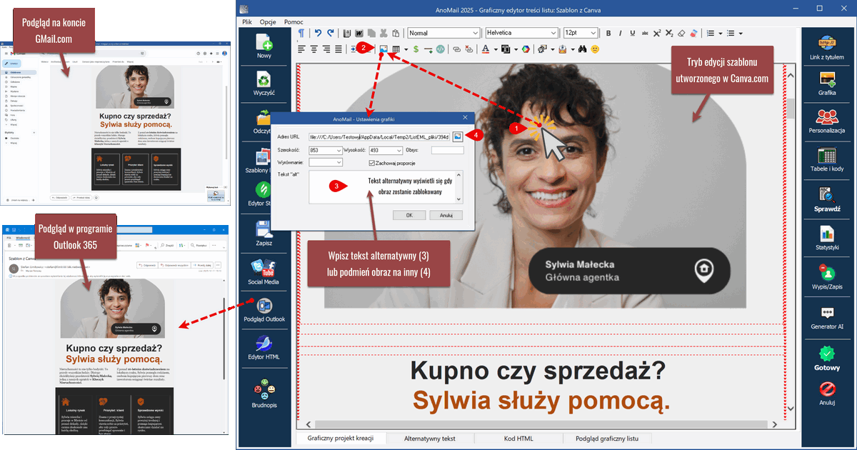 Edycja szablonu z Canvy w AnoMail