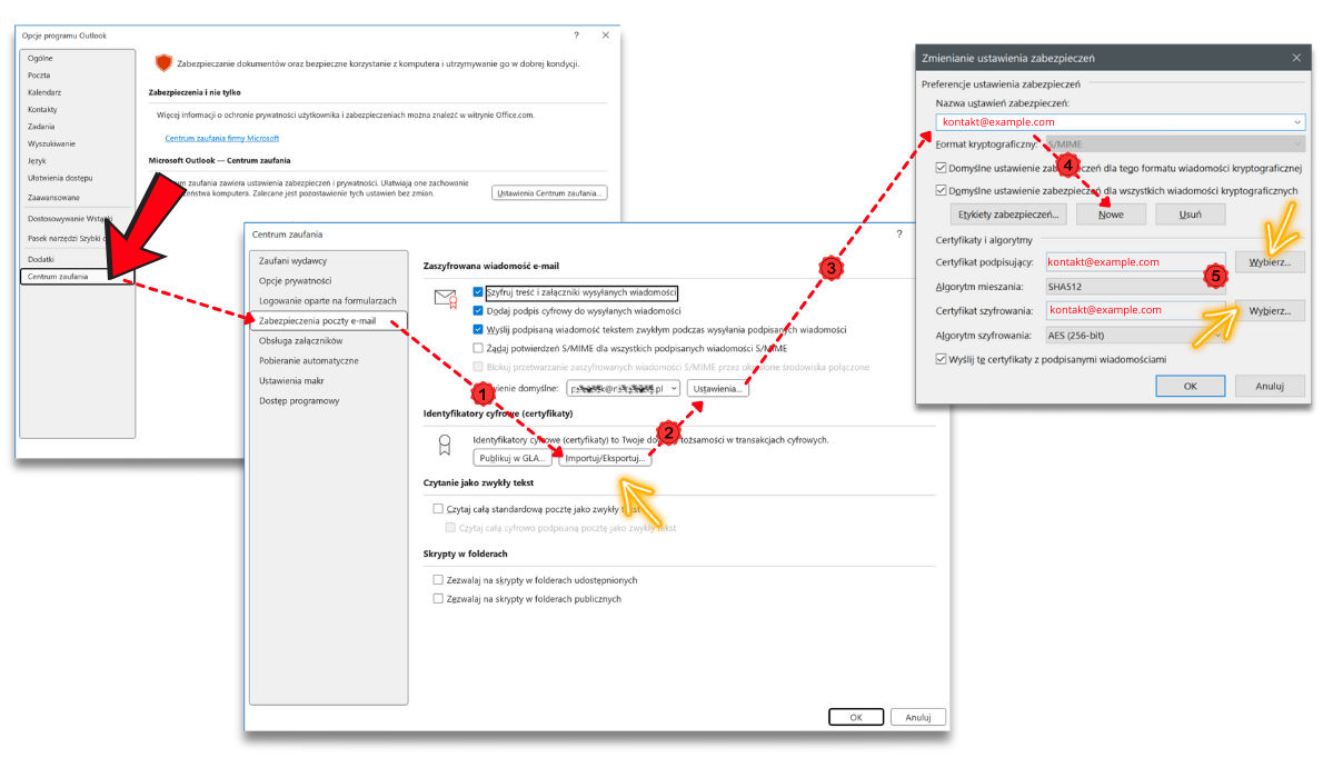 Ustawienia szyfrowania w Outlook