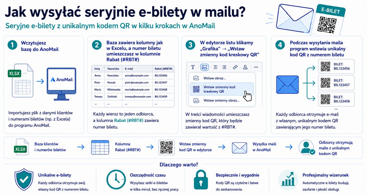 Infografika: Jak wysyłać e-bilety w postaci kodów QR w mailach