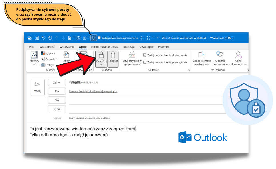 Jak włączyć szyfrowanie poczty w Outlook
