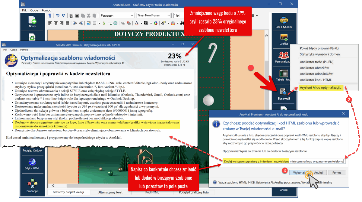 Optymalizacja i zmiany w szablonie HTML