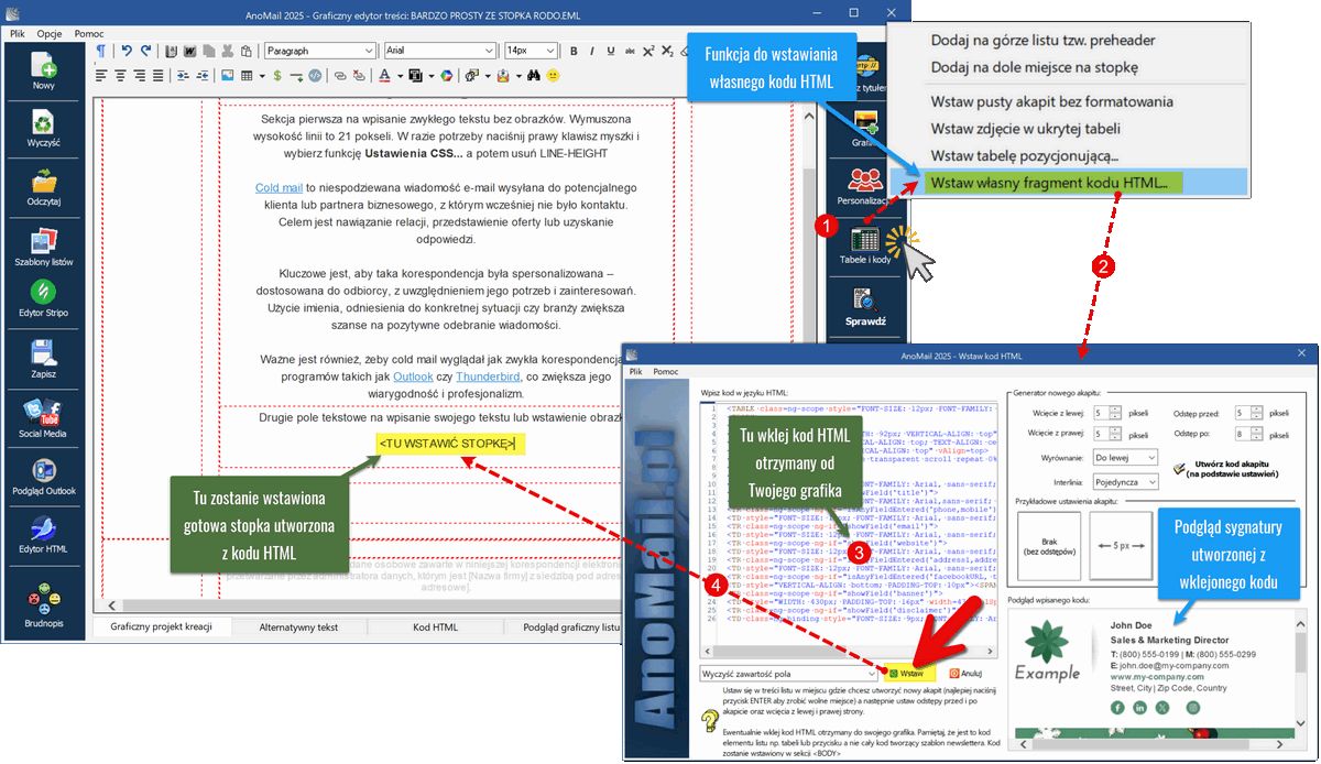 Wstawianie sygnatury z kodu HTML