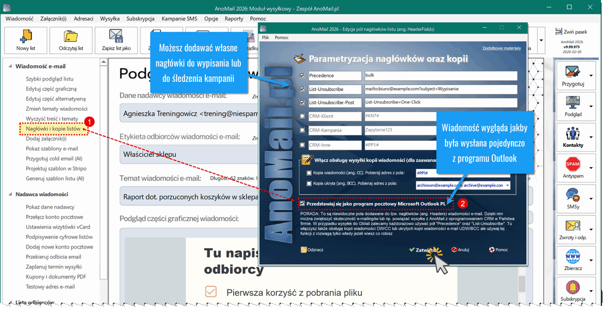 Własne nagłówki (ang. Headers)