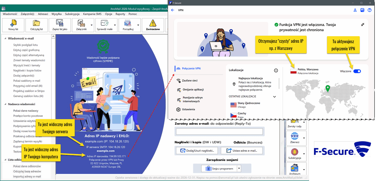 AnoMail i połączenie przez VPN