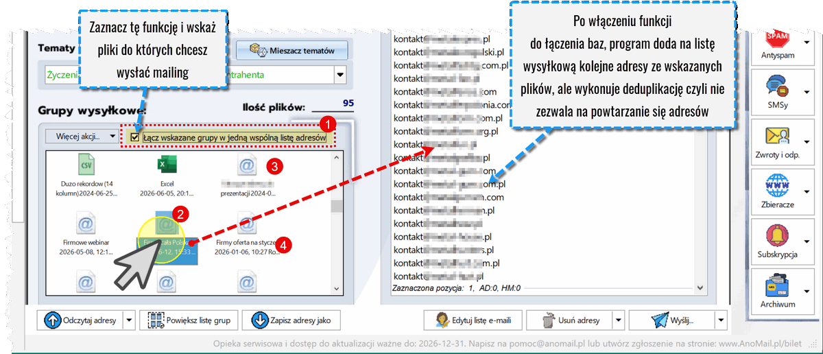 Łączenie baz adresów e-mail