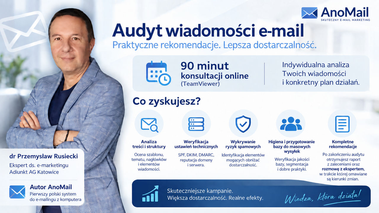 dr Przemysław Rusiecki, audyt dostarczalności poczty e-mail