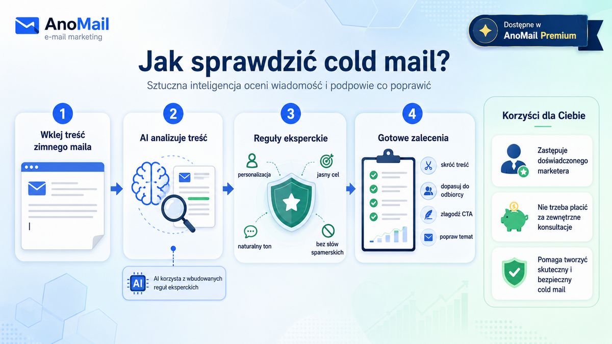 Infografika: Jak sprawdzić poprawność zimnego maila?