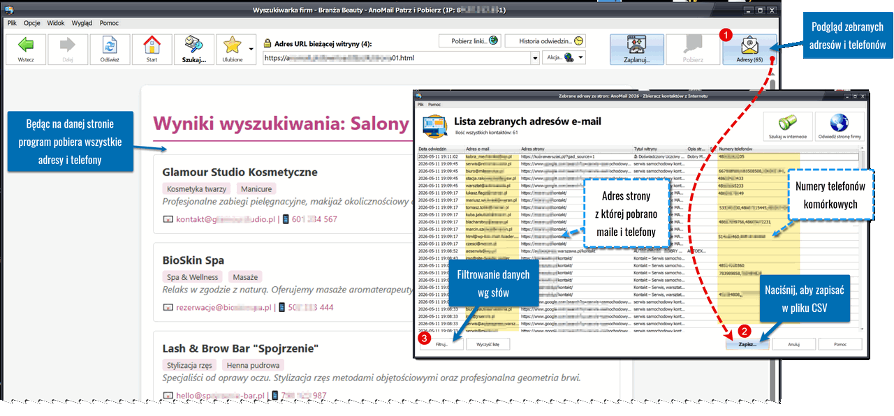 Zbieranie telefonów z Internetu