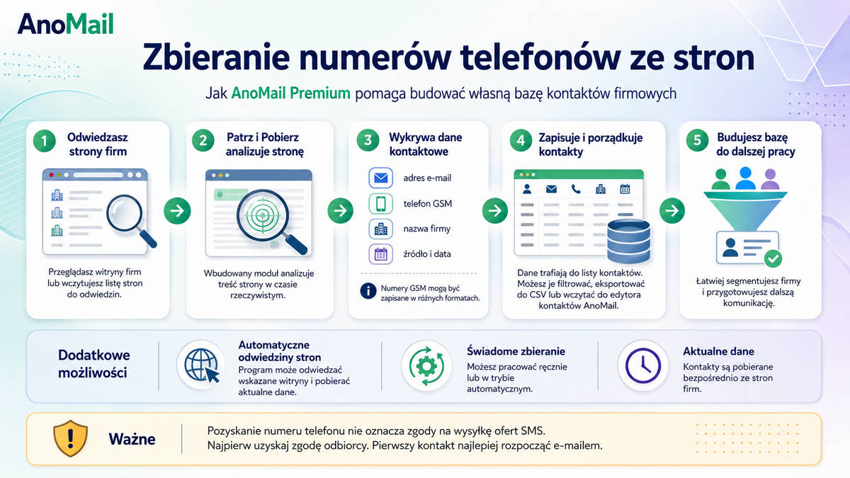 Jak zbierać numery telefonów do firm ze stron internetowych - Infografika