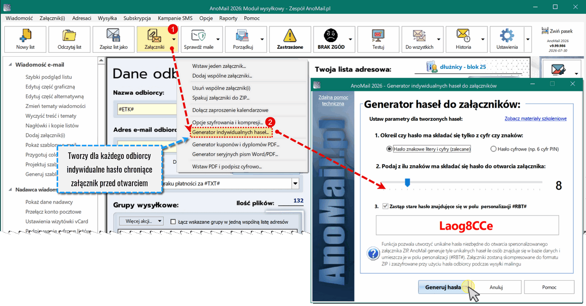 Generator losowych haseł w AnoMail